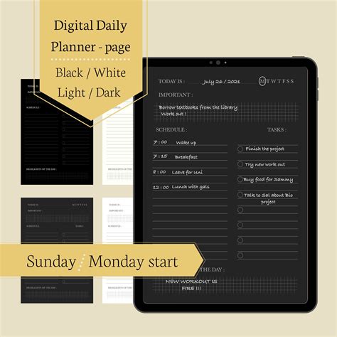 Digital Daily Planner Page Ipad Planner Goodnotes Or Other Etsy