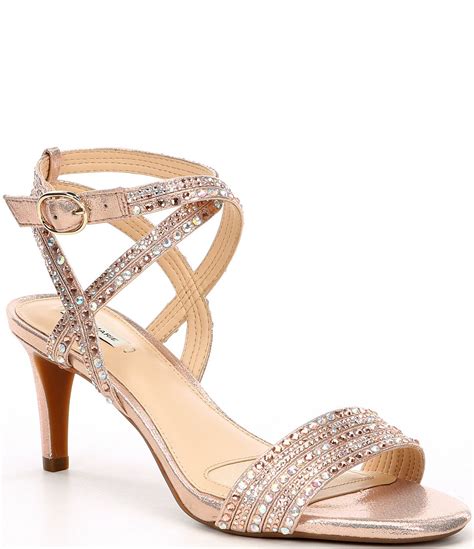 alex marie parlyn glitter rhinestone strappy sandals dillard s wedding shoes heels rose