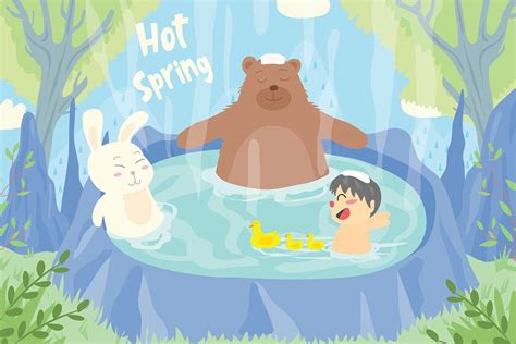 Hot Spring Vector Illustration Spring Illustration Illustration Hot Springs