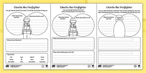 Charlie The Firefighter Character Description Differentiated Worksheets