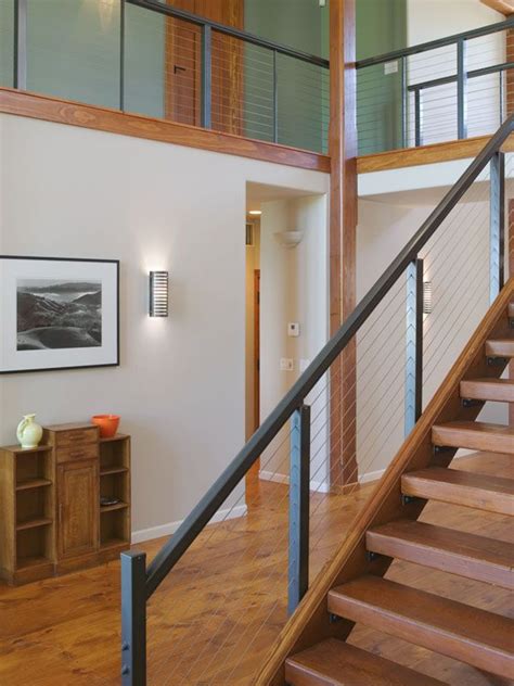 Aluminum Railing With Horizontal Cable Infill In Residential Interior