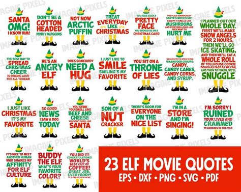 Buddy The Elf 27 Movie Quotes Editable Svg Png Dxf Eps Pdf For Etsy