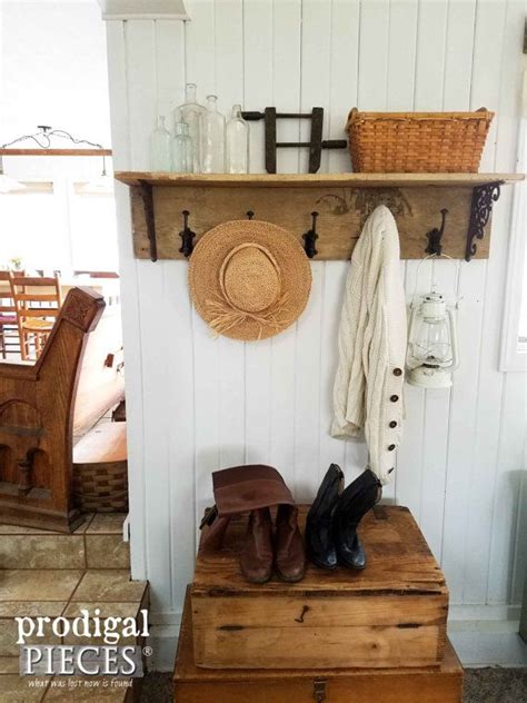 Reclaimed Barn Wood Coat Rack Shelf ~ Towel Rack Shop Display Entry