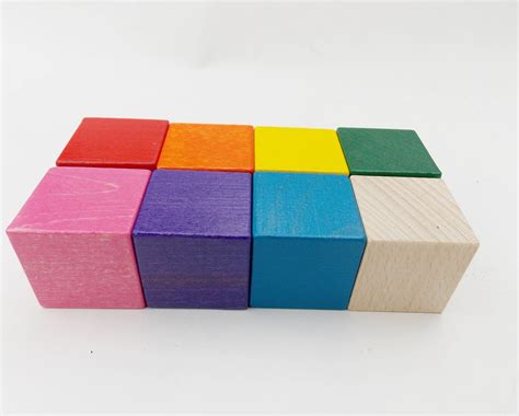 Wooden Rainbow Blocks 8 Pieces Baby Blocks Game Blocksbaby Etsy