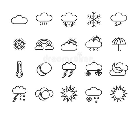 Weather Cloud Sun Icon Rain Icons Symbol Snow Illustration Set Clouds