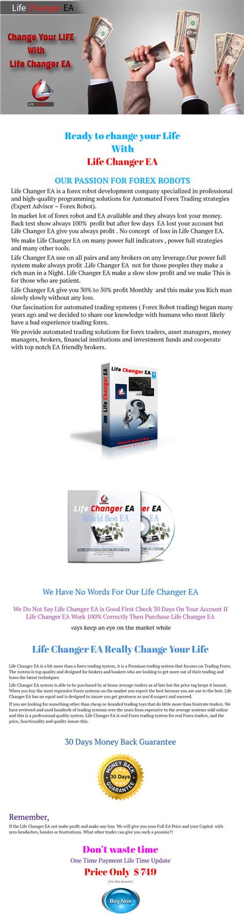 Life Changer Ea Unlimited Mt4 System Metatrader 4 Expert Advisor Forex
