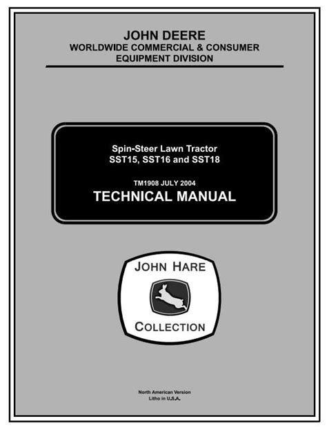 John Deere Sst15 Sst16 Sst18 Spin Steer Lawn Tractor Technical Manual