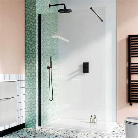 Crosswater Design 8 Matt Black Walk In Shower Panel Uk Bathrooms Tin