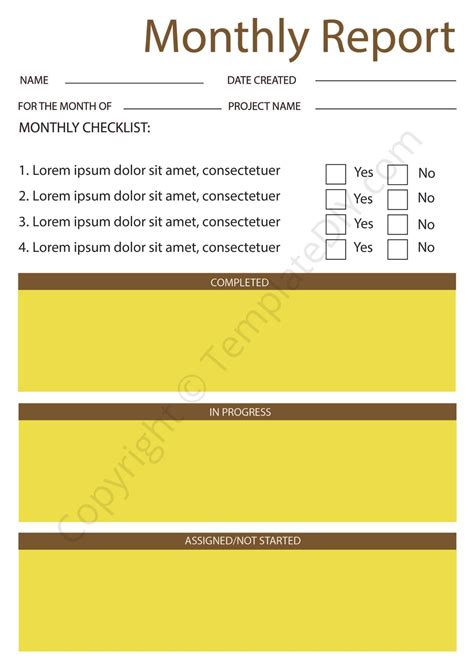 Monthly Report Template Blank Printable Pdf Excel And Word