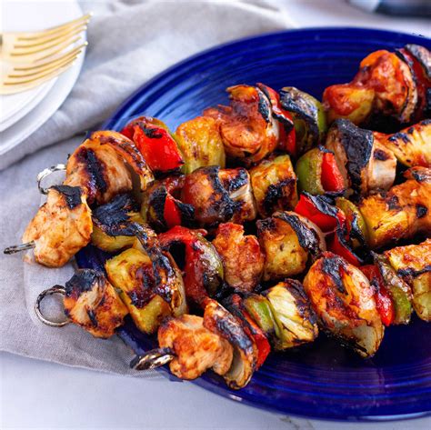 Brush with olive or canola oil; Whole30 Chicken BBQ Pineapple Kabobs - WholeFoodFor7