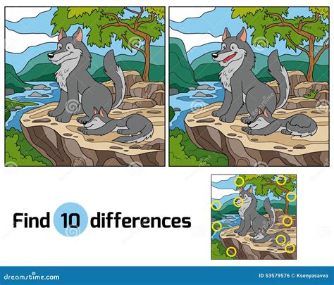 Find Differences Wolf And Background Stock Vector Image 53579576