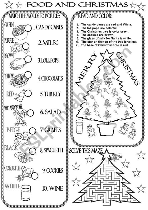 Food And Christmas Esl Worksheet By Beauty And The Best
