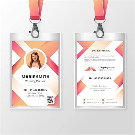 Free Vector Front And Back Id Card With Photo