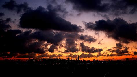 Sunset Clouds Over The City Wallpaper Nature And Landscape