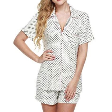 Lioraitiin Womens Summer Pajamas Set Short Sleeve Button Down Nightwear