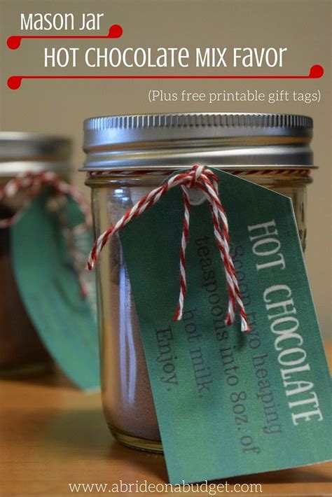 Mason Jar Hot Chocolate Mix Favors Plus Free Printable Gift Tags