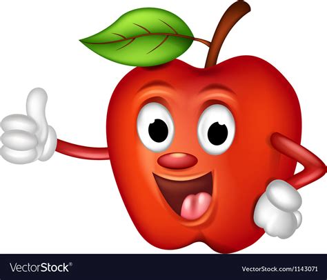 Funny Red Apple Thumbs Up Royalty Free Vector Image