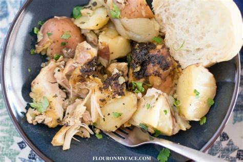 If you're searching for an easy and delicious entrée recipe, this crock pot chicken and apples dish is fabulous made with curry powder, onion, and garlic. Crock Pot Greek Chicken Thighs - Flour On My Face
