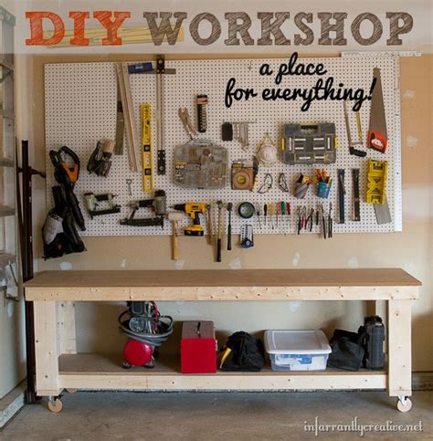Get your workshop organized without breaking the bank with these clever organization ideas. Garage Organization - DIY Workshop - Infarrantly Creative