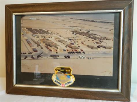 Desert Storm 1991 Us Army Base Military Patch Framed Photograph Iraq