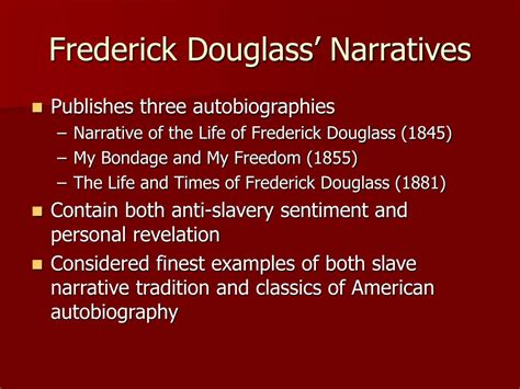 Ppt Slave Narratives And The Writing Of Frederick Douglass Powerpoint Presentation Id