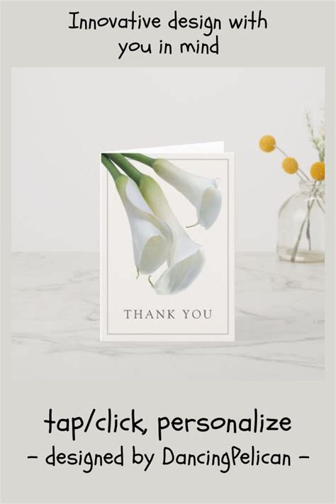 Elegant White Calla Lilies You Thank You Card Zazzle Calla Lily
