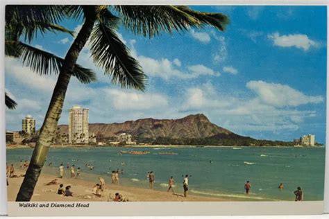 Waikiki Hawaii Beach Scene Diamond Head New Skyline Hotels Apartments