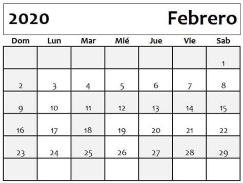Hoja Calendario Febrero 2020 Argentina Calendario