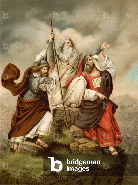 Image Of Moses Prayer Against The Amalekites Colour Litho By