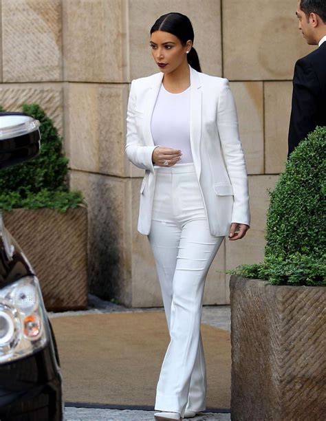 White Pant Suit Womens Formal Wear Business Casual Outfits 2020