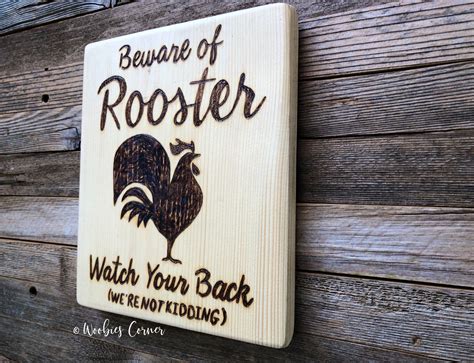 Funny Farm Sign Beware Of Rooster Sign Rooster Decor Etsy