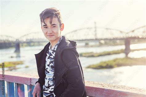 Beautiful Asian Boy Schoolboy Student 15 16 Years Old Portrait