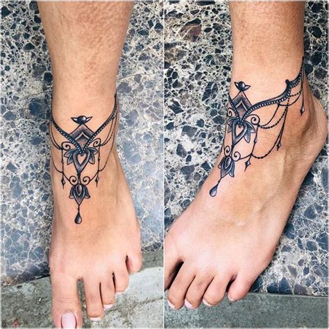 50 Charming Ankle Bracelet Tattoos For Your Anklet Love Ankle