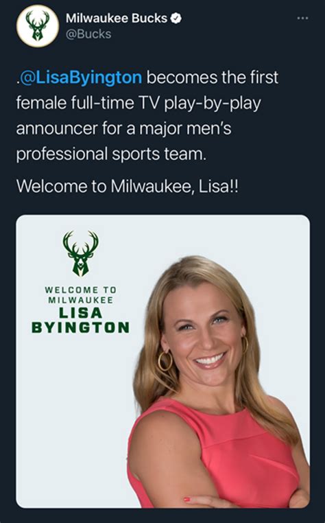 History Made As Bucks Hire Lisa Byington As First Female Tv Play By