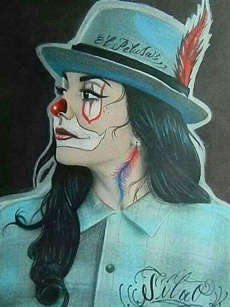 Chicano Clown Girl Drawing