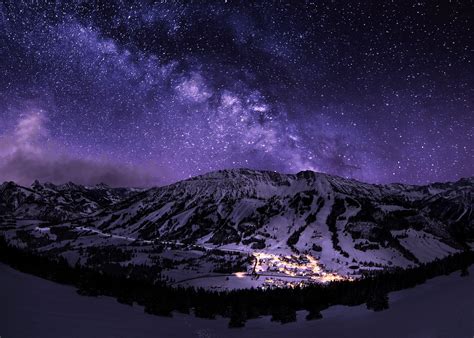 Mountain Under Sky With Stars Illustration Stars Night Landscape