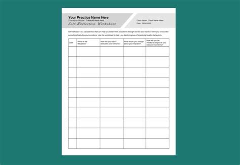 Self Reflection Worksheet Pdf Template Therapybypro