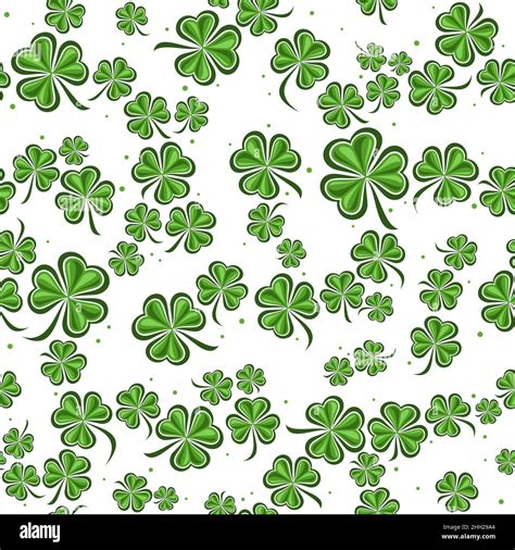 Vector Shamrock Seamless Pattern Square Repeating Background With Cut