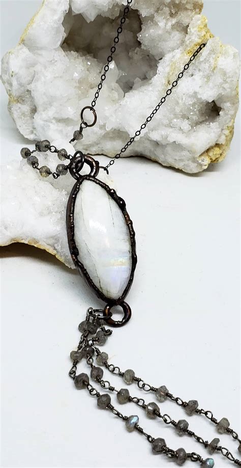 Moonstone Labradorite Fringe Necklace Desert Daisy Jewelry