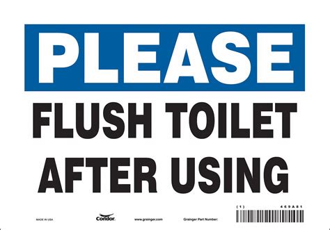 Condor Safety Sign Flush Toilet After Using Sign Header