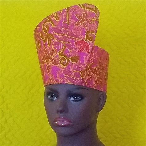 African Print Dutch Wax Hat Headdress Crown Kufi Tribal Etsy In 2021 African Crown African