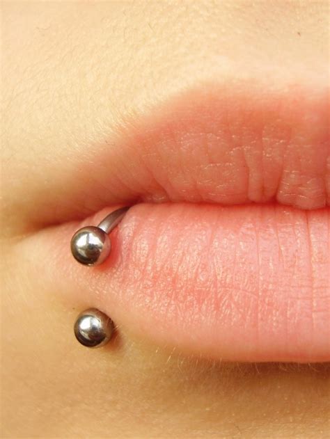 Lower Lip Piercing With Silver Stud