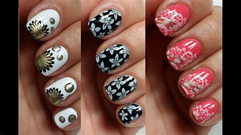 3 Easy Nail Art Designs For Short Nails Stamping Youtube