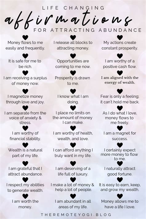 50 Affirmations For Abundance Mindset Positive Affirmations Quotes