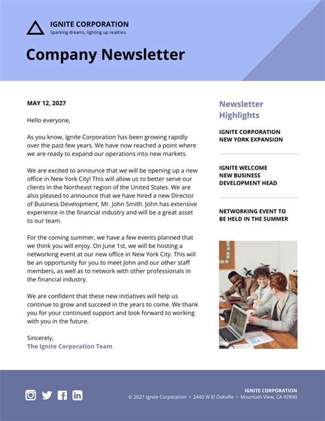 Company Newsletter Template Venngage