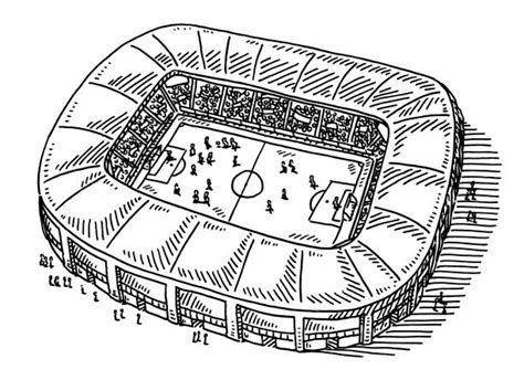 Architectural Drawing Of A Football Soccer Stadium Illustrations