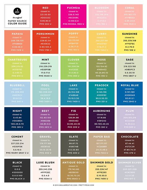 The Unofficial Paper Source Color Guide Hex Color Codes Rgb Color