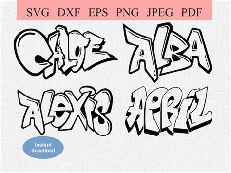 Chloe Alexis April Alba Graffiti Names Svg Dxf Eps Etsy