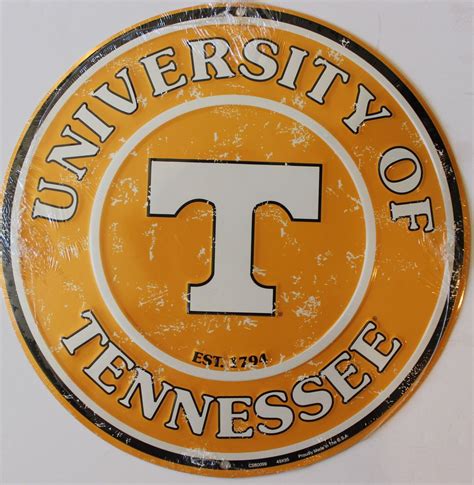 Tennesse University Volunteers Licensed College Metal Round Sign 12
