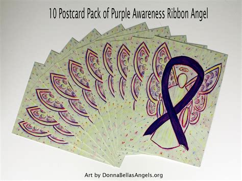 Purple Awareness Ribbon Guardian Angel Art Postcards On Etsy